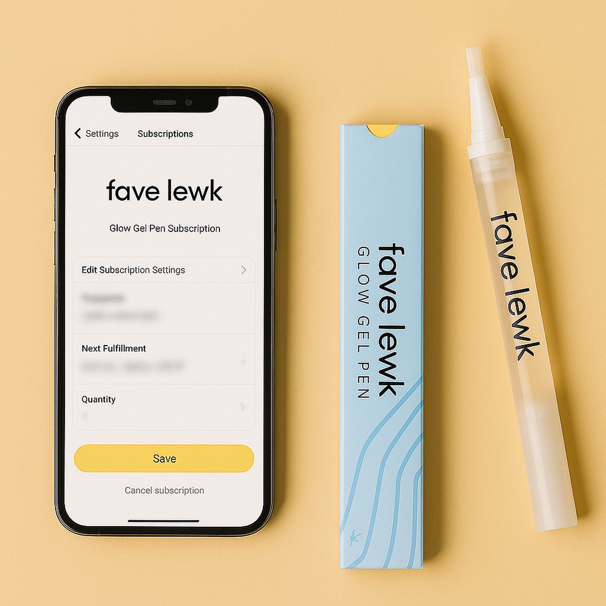 Manage your Fave Lewk Glow Gel Pen subscription for effortless teeth whitening refills at home