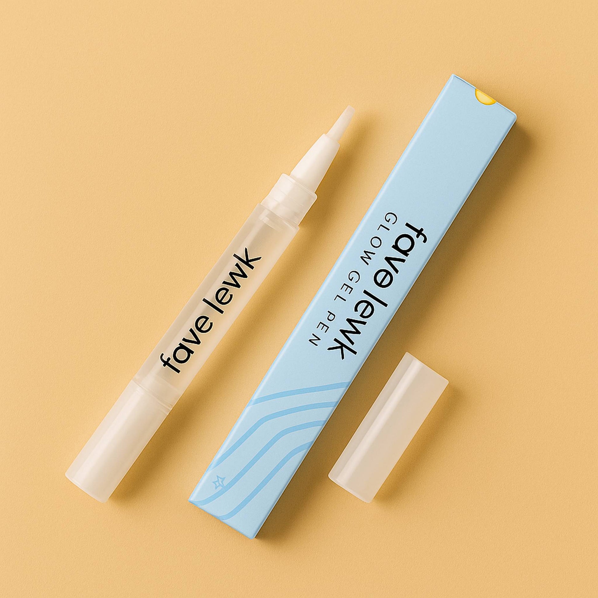 Flat lay of Fave Lewk Glow Gel Pen for at-home teeth whitening subscription