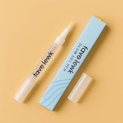 Flat lay of Fave Lewk Glow Gel Pen for at-home teeth whitening subscription