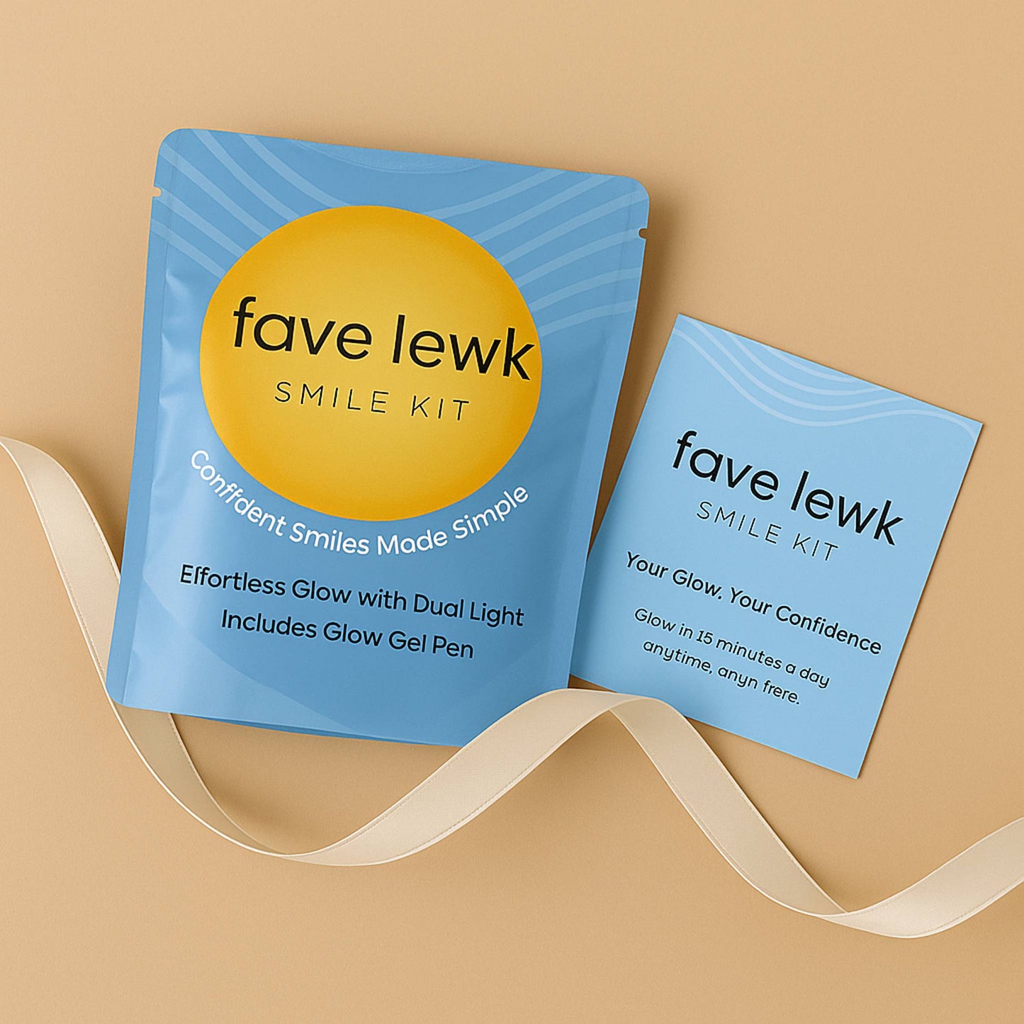 Fave Lewk Smile Kit with LED whitening light and gel pen for at-home teeth whitening